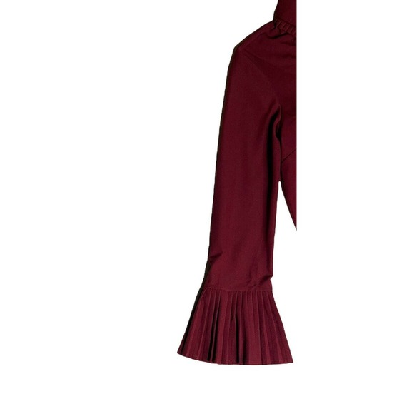 Womens Vanessa Zani Burgundy Trumpet Long Sleeve Ruffled Shift Dress Italy Sz M - Picture 2 of 5